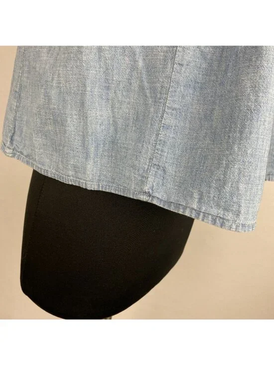 A.N.A Tank Top Womens M Blue Chambray Square Neck Smocked Spring Summer Casual - Picture 9 of 12